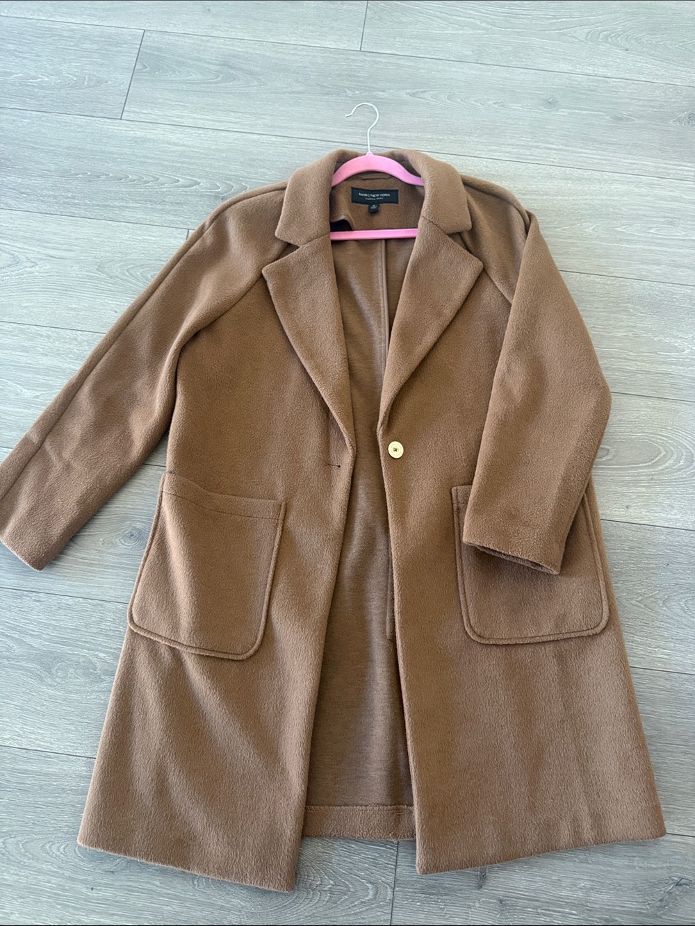 Women's Camel Brown Single-Button Wool-Blend Coat